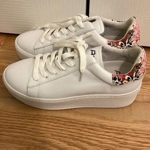 ASH white platform leather sneakers with floral 39 8.5